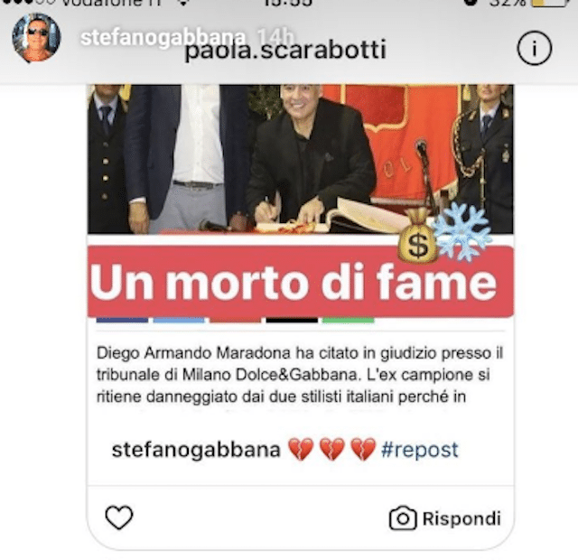 stefano gabbana diego armando maradona instagram 2017 09 13