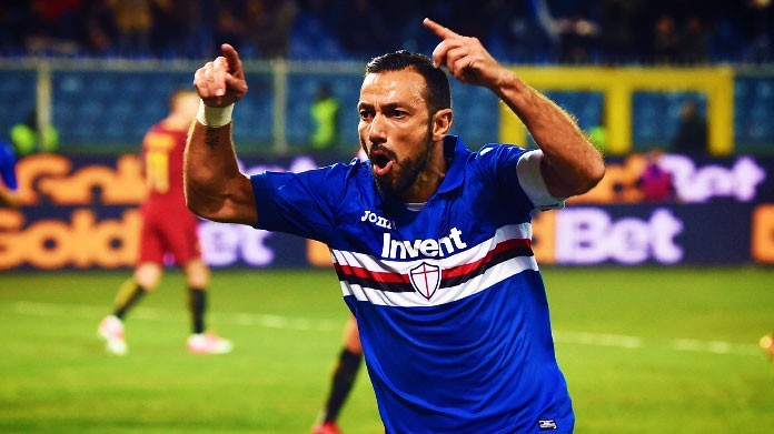 quagliarella esultanza bis sampdoria gennaio 2018