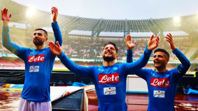 albiol mertens insigne esultanza napoli febbraio 2018