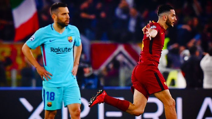 manolas esultanza roma barcellona aprile 2018