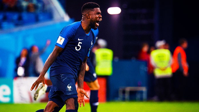 umtiti esultanza bis francia mondiali luglio 2018