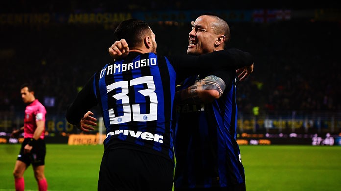 d ambrosio nainggolan esultanza inter febbraio 2019