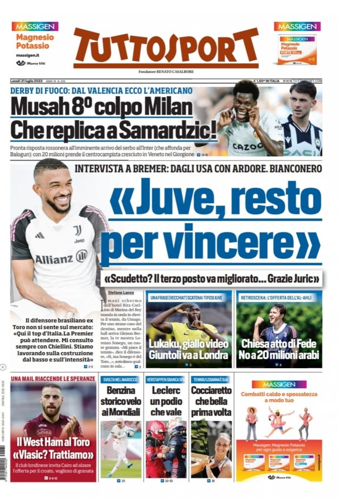 tuttosport 30 luglio 2023