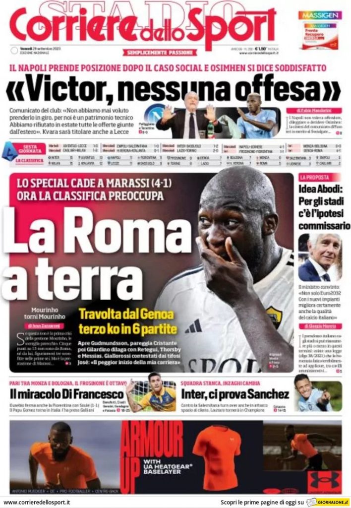 corriere dello sport 29 settembre 2023