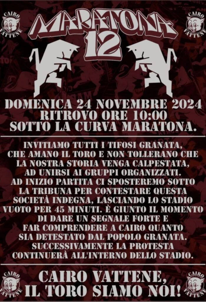 Contestazione curva Maratona Torino