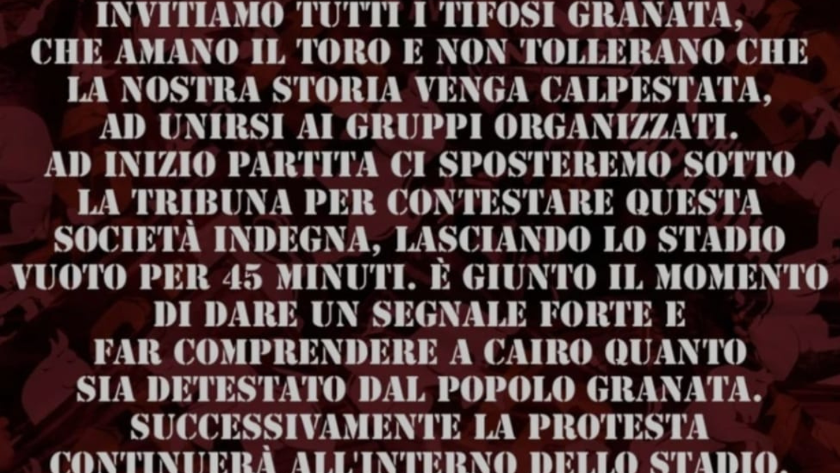 Torino, contestazione durissima della Curva Maratona: col Monza stadio vuoto nel primo tempo, nel mirino il presidente Cairo – FOTO