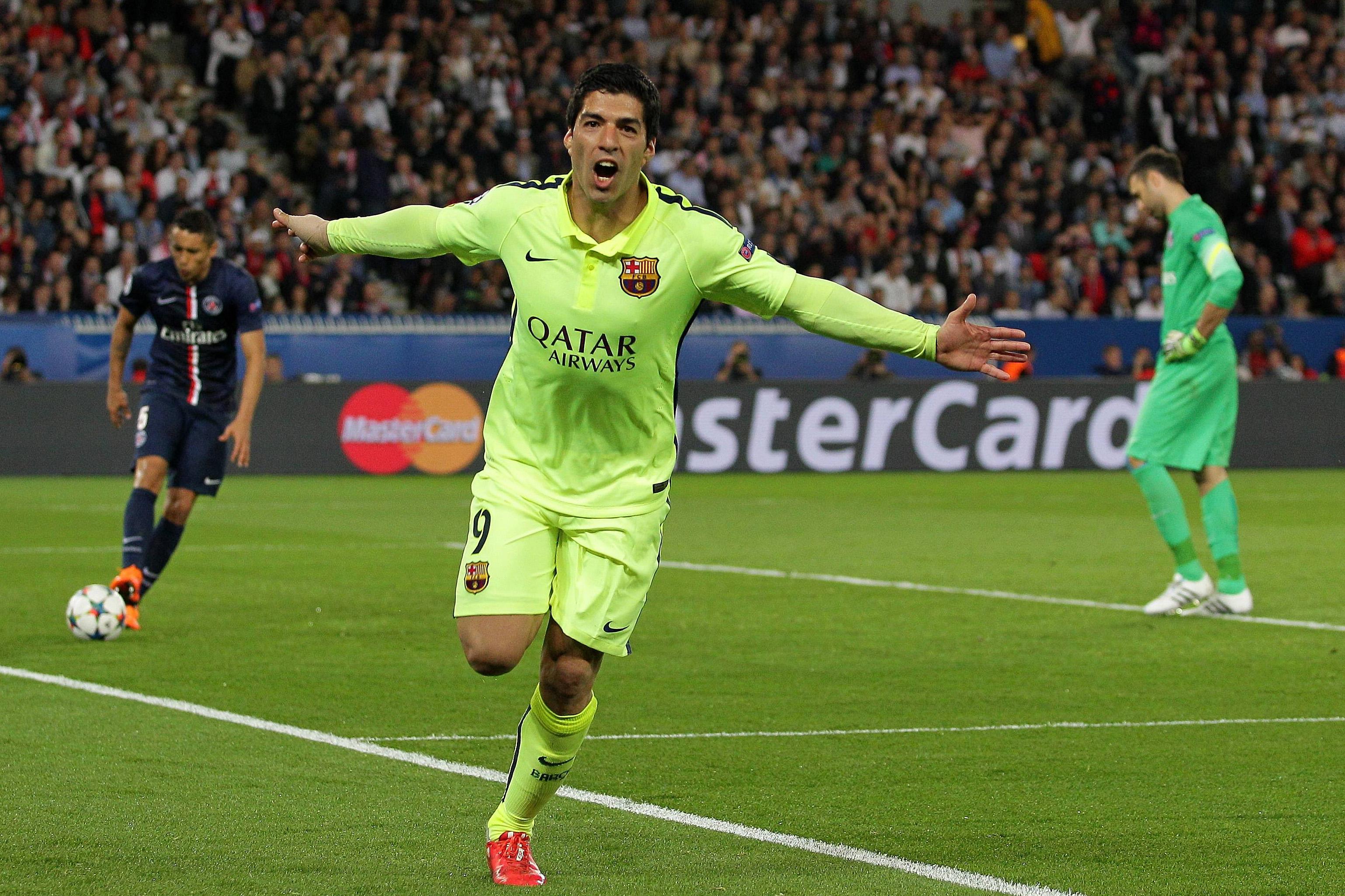 suarez esulta barcellona third champions league aprile 2015 ifa