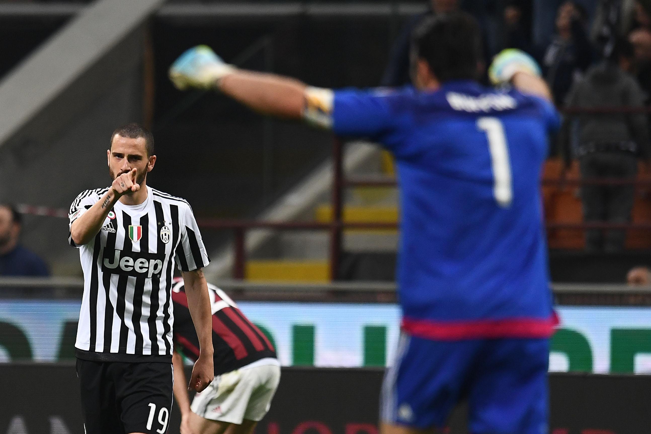 bonucci buffon esultano juventus aprile 2016 ifa