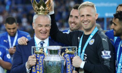 ranieri schmeichel premiazione leicester city maggio 2016 ifa